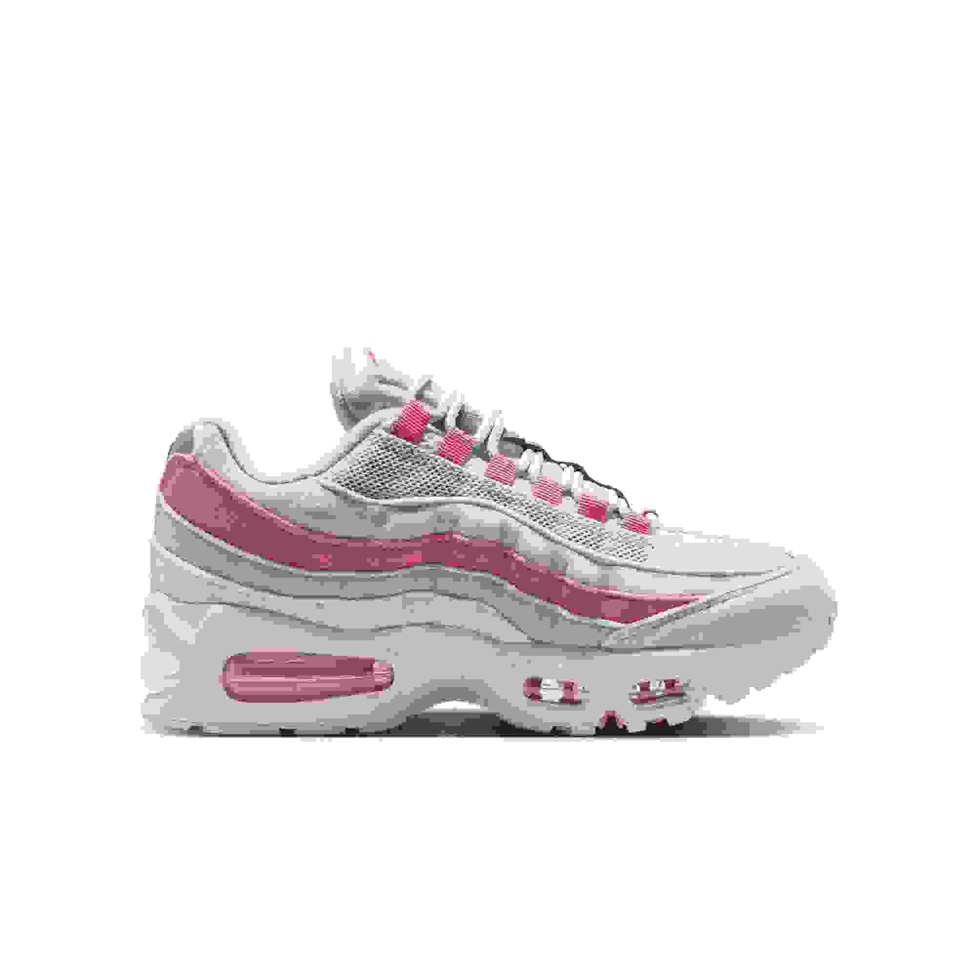 Nike Air Max 95 Big Bubble Grade School Girls' "Football Grey/White/Peony Ghost" Shoe